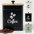 Airtight Coffee Canister 40 Oz, 6"X 8" Metal Jar W/ Rubber-Lined Bamboo Lid | 40Oz Large Iron, Airtight Coffee Container, Bamboo Lid, Stylish Countertop Container for Coffee Grounds, Beans, Pods & More