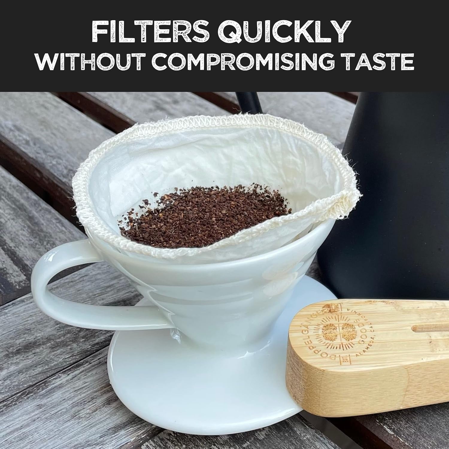(2-Pack) Reusable Organic Cotton Cone #2 Coffee Filter — Cloth Filters for Coffee Dripper, Pour over Coffee Dripper & Coffee Makers That Use 2-6 Cup Cone Coffee Filters